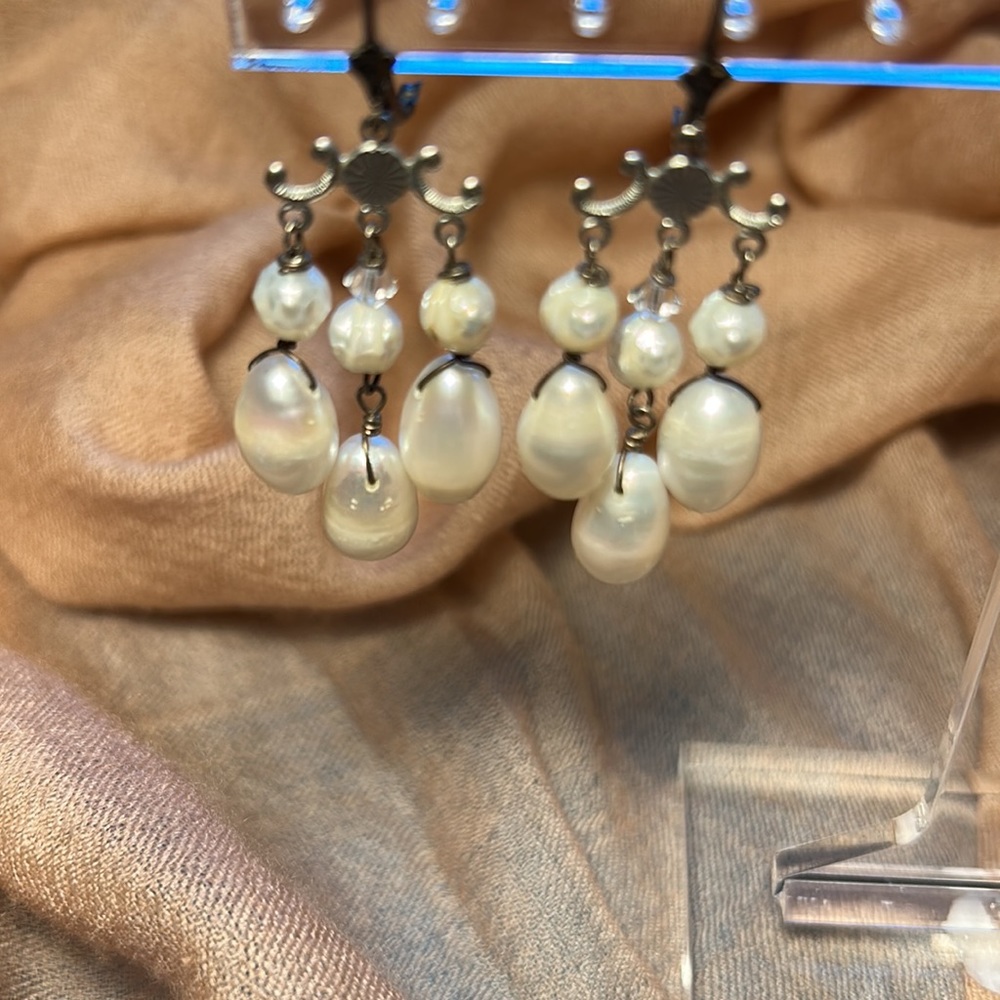 925 fresh water pearl chandelier earrings - Picture 7 of 7